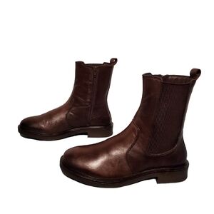 Alberto Torresi Brown Leather Zip Moto Ankle Riding Boots Women's Size 9.5